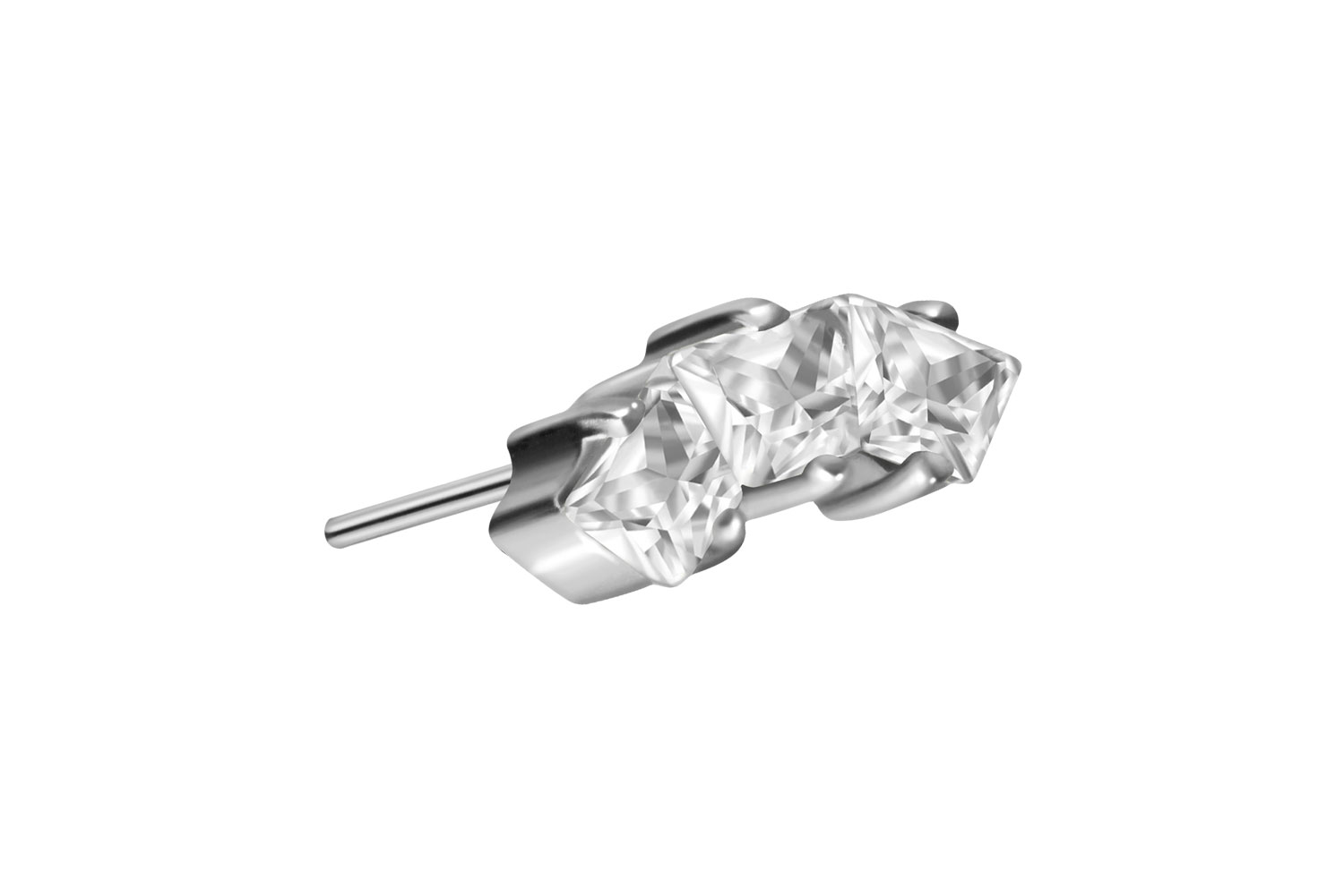 Titan Aufsatz mit Push Pin EINGEFASSTE KRISTALLTRAPEZE von Piercingline